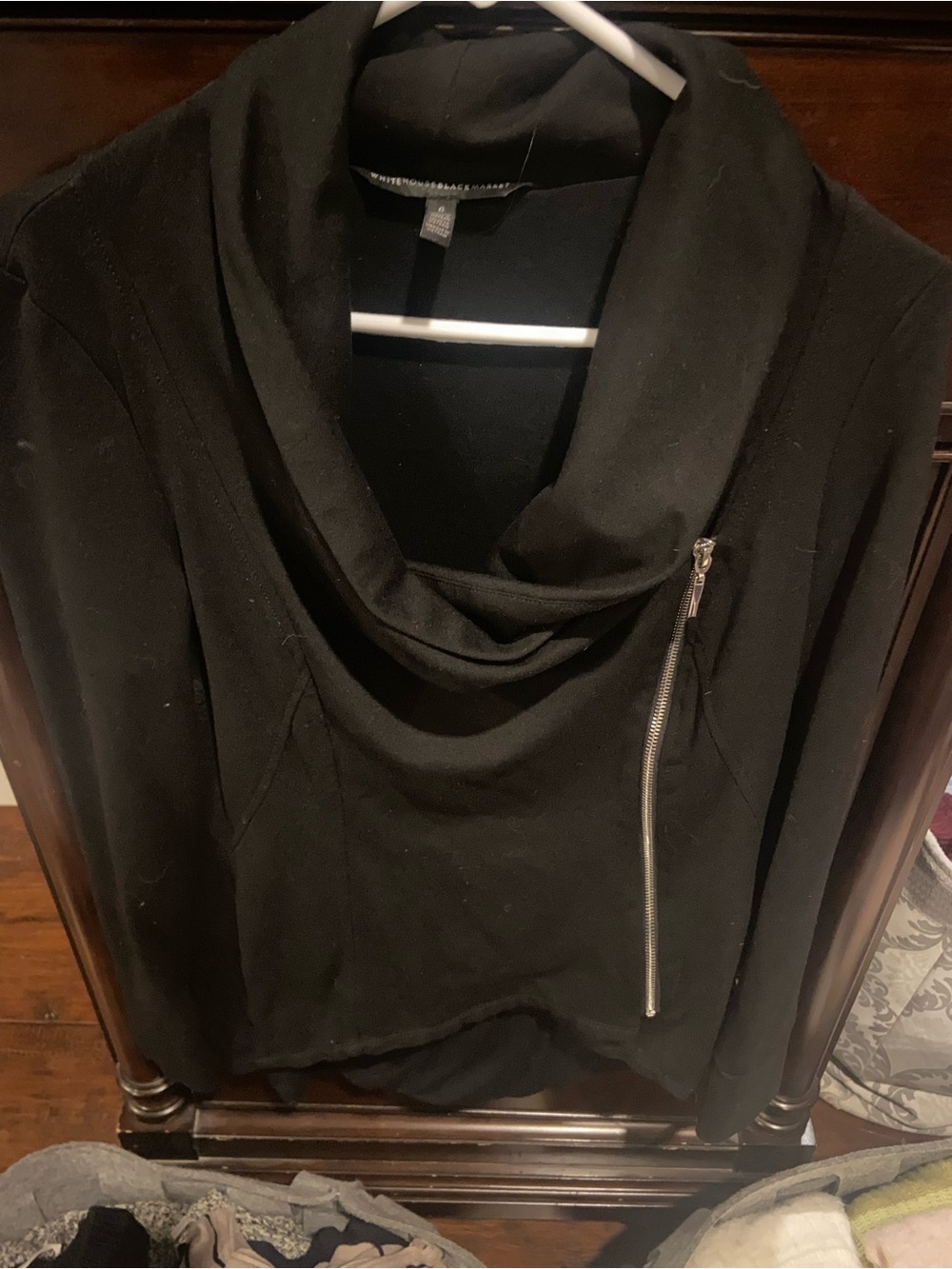 White House Black Market Women's Cowl Neck Sweater with Asymmetrical Zip Detail